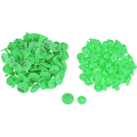 1-100 Nombre rond en plastique bétail étiquette d'oreille étiquette animale pour chèvre mouton cochon (vert),A