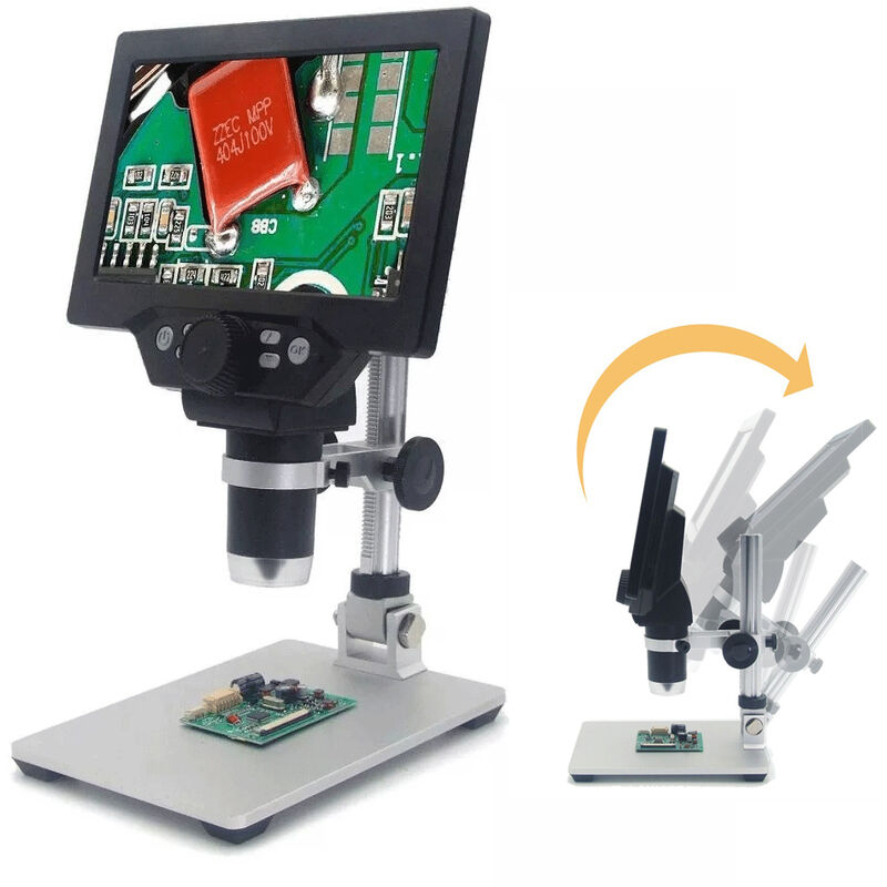 Image of 1-1200X Zoom Microscopio elettronico digitale ricaricabile portatile 8 LED VGA microscopio con 12MP 7''HD microscopio schermo LAVENTE