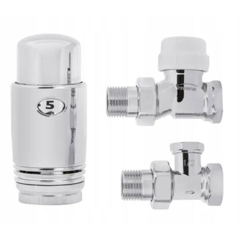 1/2" 15mm Vannes droites chromés réglables thermostatiques radiateur emballent