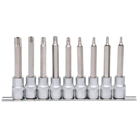 1/2" Bit-Stecknuss-Satz, lang, 9-tlg, TB20-TB60 mit Stirnlochbohrung