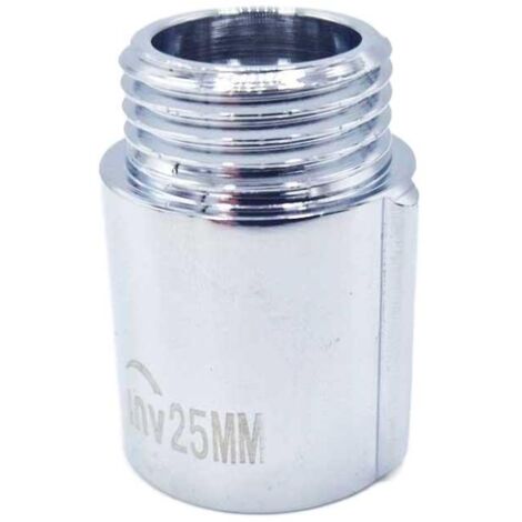 1/2" BSP (15mm) Pipe Thread Extension Female x Male Chrome Brass - 25mm long