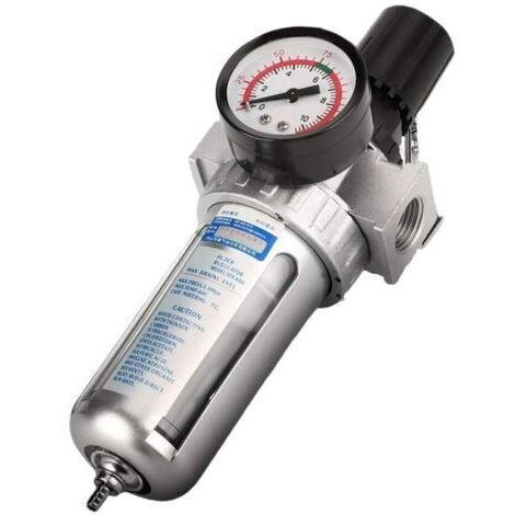 1/2"-BSP-Druckluftfilterregler – Druckregler mit Manometer – Entfernt Partikel und Kondensat – Robustes Aluminium