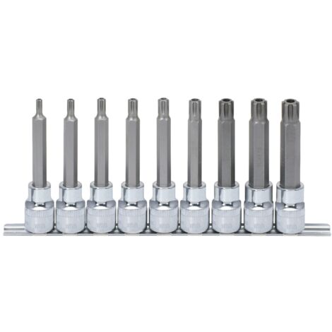 1/2" CHROMEplus RIBE-Bit-Stecknuss-Satz, lang, 9-tlg M5-M14, Bohrung