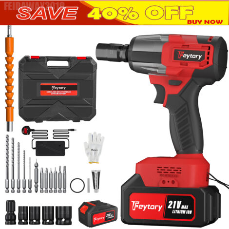 1/2" Cordless Electric Impact Wrench Drill Gun Ratchet Driver Battery Charge Set