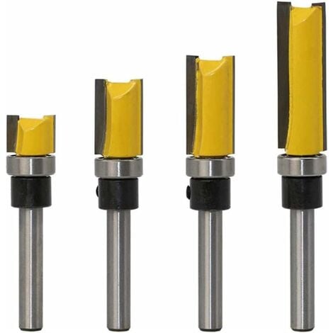 HÉLOISE 1/2" Diameter Flush Trim Pattern Router Bit Set Wood Bearing Milling Cutter Set with 1/4" Shank Flush Trim Bit