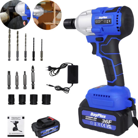 1/2" Electric Impact Wrench Gun Torque Tool w/Case 4 Sockets Set Driver Battery
