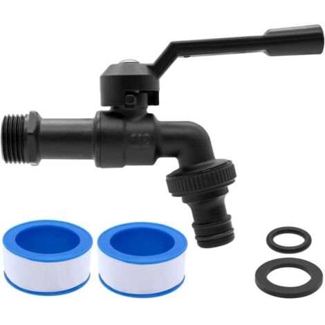 1/2"-Gartenarmatur aus Messing – Frostbeständig bis 20 °C – Hitzebeständig bis 120 °C – Mit Schlauchanschlüssen – Schwarz