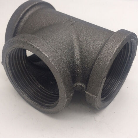 1/2'' Gleiches T-Stück 3 Tempergussrohr Schwarze Rohrverschraubungen Innenrohrverbinder - 1/2 Zoll, DN15 (2 Stück)