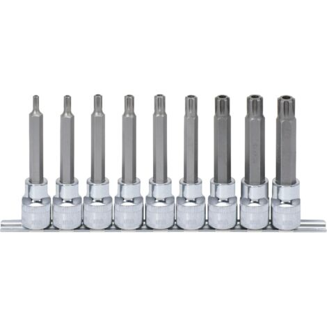 1/2" Jeu de douilles RIBE CHROMEplus, longues, 9 pcs M5-M14, percé