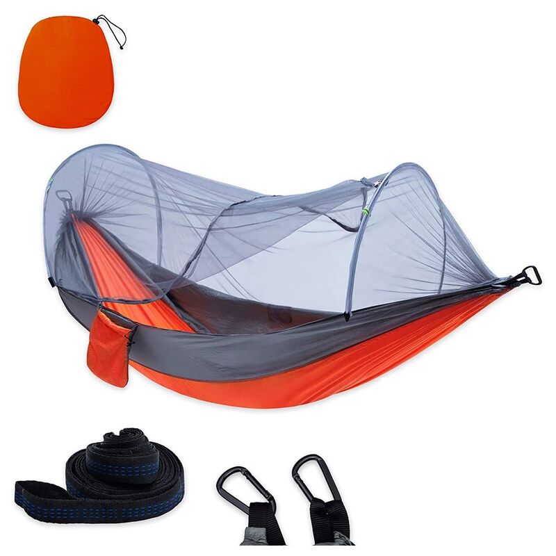 1-2 Personne Portable Camping Hamac ExtéRieur avec Moustiquaire BalançOire Dormir Lit de Voyage LéGer pour une RandonnéE