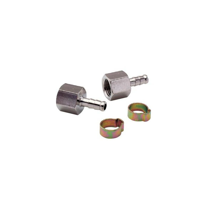 Mecafer - 2 embouts cannelés 1/4F pour tuyau 6x11 + colliers