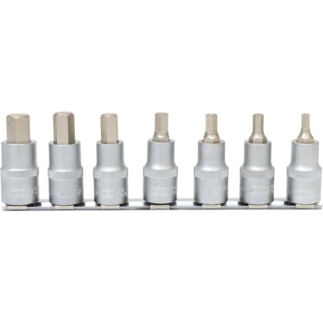 1/2" Serie di bussole p.viti a esagono incassato,corte,7pz.5-14mm
