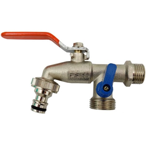 1/2" x 3/4" x 3/4" Double sortie duo jardin robinet extérieur vanne robinet