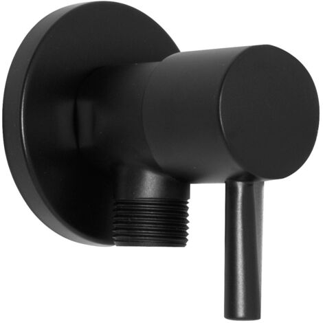 1/2" x 3/8" BSP Black Powder Coated Brass Ceramic Angled Water Modern Valve Basin Sink