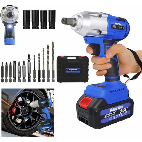1/2 Zoll Bürstenloser Akku Schlagschrauber, 21V Elektrowerkzeug mit 16tlg Bit-Set , 420Nm Akku Bohrmachine - Vorwärts & Rückwärtsdrehung, 4 x Steckdosen, 5 x Bohrer, 7 x Schraubendreherbits