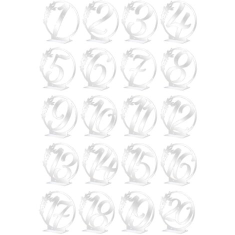 (1-20) 20 Assiettes De Table Rondes Numrotes En Acrylique - Argent Avec Bases, Assiettes De Table De Mariage, Assiettes De Table, Cocktail Diy, As