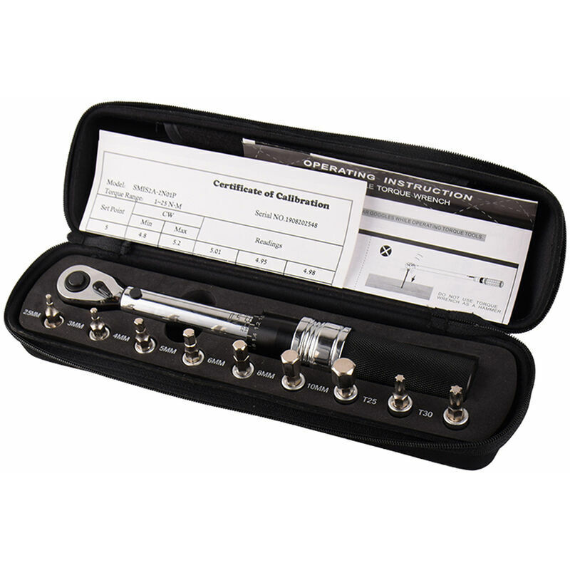 1-25Nm Petite clé dynamométrique réglable 1/4 Jeu de douilles dynamométriques pour vélo à cliquet