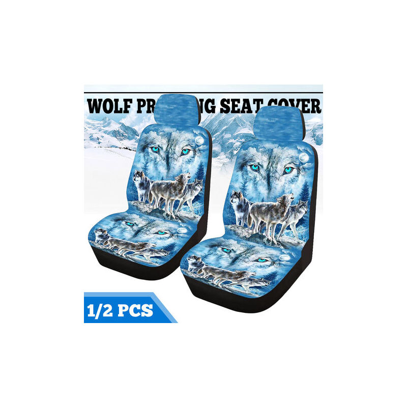 Lot de 1 housses de siège de voiture avec loup des neiges bleu ciel pour homme et femme, housses de siège avant et arrière pour banquette haute,