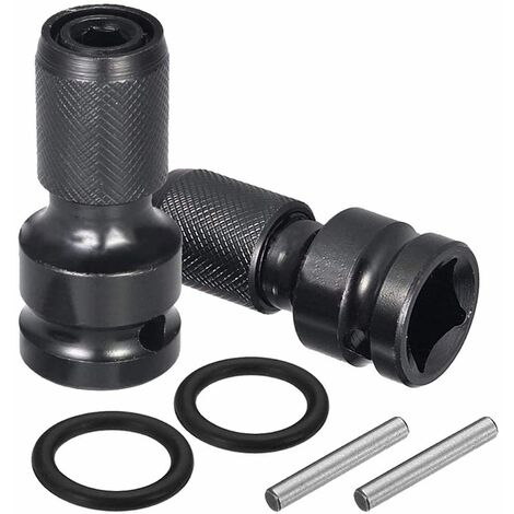 1/2"Square Drive à 1/4" Hex Adaptateur Femelle Socket Convertisseur de Mandrin à Démontage Rapide - Adaptateur Pour Mandrins de Serrage Pour Clé à Chocs et à Cliquet 2 Pack