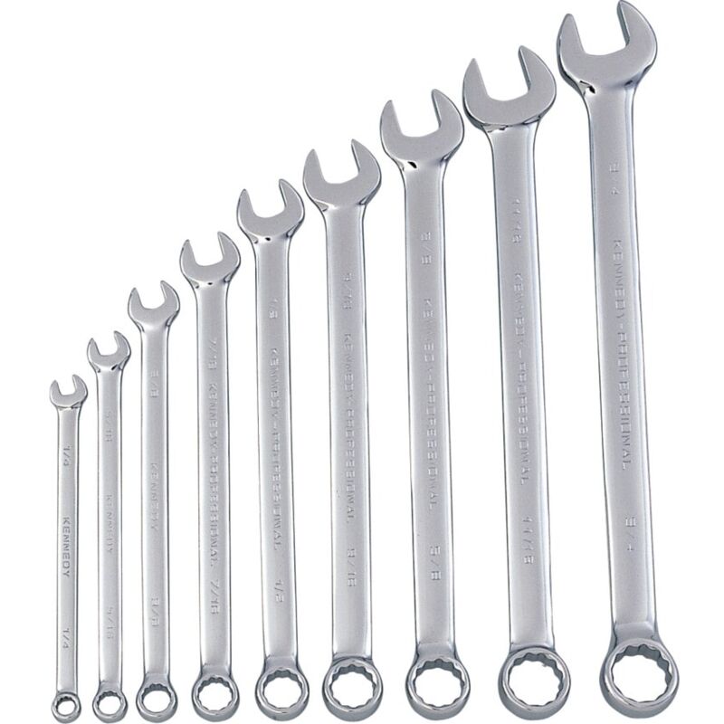 Imperial Combination Spanner Set, 1/4 - 3/4IN., Set of 9 - Kennedy-pro