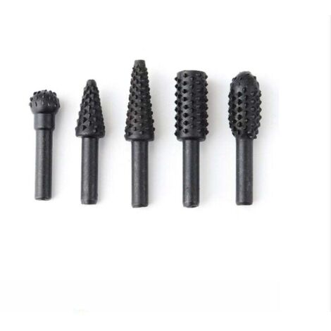 1/4 "6mm Ensemble de fraises rotatives Outils électriques Broyage de bois Gravure Fichier de sculpture Rape Forets Forets rotatifs Fraises Shank Bit Set pour Kit de menuiserie Triomphe Pack de 5 (Noir