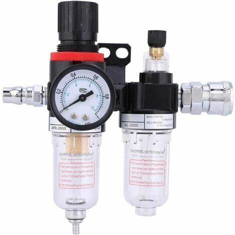 1/4" Air Filter Pressure Regulator Oil Water Separator Air Filter Air Compressor Air Compressor Filter with Lubricator Cup for System (AFC2000)