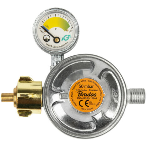 1/4" Aussengewinde Gasdruckregler 50 mbar mit Sicherheitsventil und druckminderer