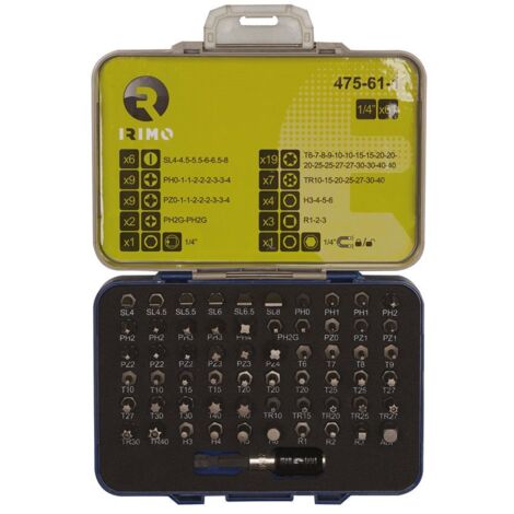 1/4" Bit-Set mit magnetischem Bithalter 61-teilig 475-61-1 Irimo