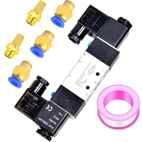 1/4" BSP 24V Electrovanne électrique pilotée à double bobine avec connexion 2 positions 5 voies (4V220-08)