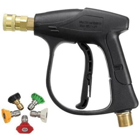 1/4 connexion en direct pistolet court + buse 5 couleurs pistolet à eau de nettoyage haute pression noyau de cuivre pur pistolet à eau de lavage de voiture
