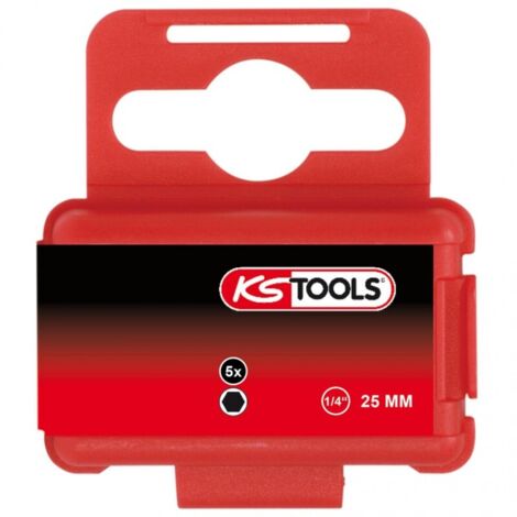 1/4" Embouts de vissage 6 pans, 25mm, 9/64", pack de 5