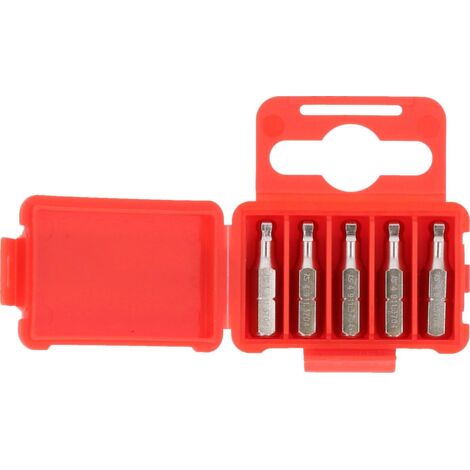 1/4" Embouts de vissage 6 pans avec tête arrondie, 25mm, 4mm, pack de 5