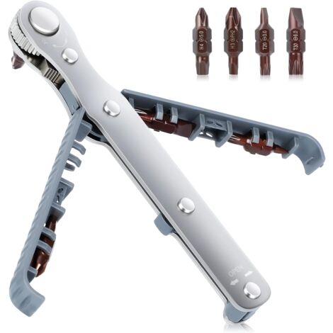 1/4 Inch Mini Ratchet Screwdriver Set, Tight Range, High Torque, Right Angle Edc Tool With 90 Degree Offset Reversible Drive Handle 4 Multifunction