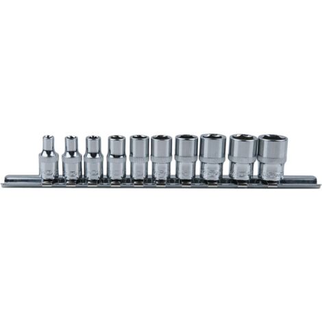 1/4" Jeu de douilles 6 pans CHROMEplus, 10 pcs 4-13 mm