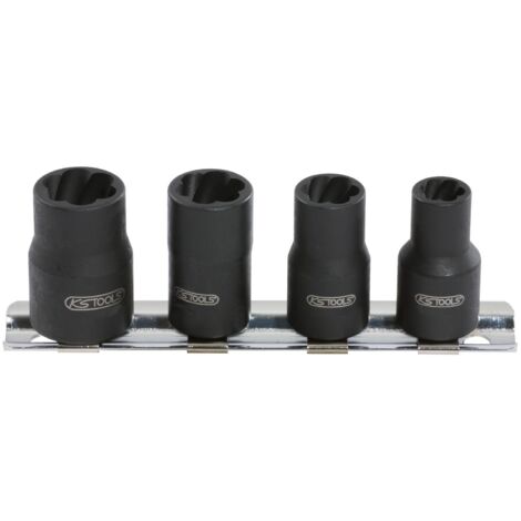 1/4" Jeu de douilles spirales à chocs, 4pcs, 8-13mm