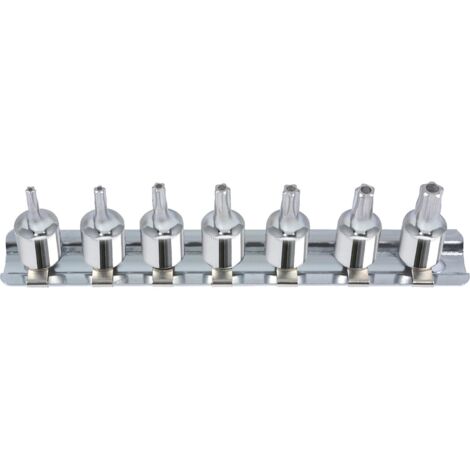 1/4" Jeu de douilles tournevis 5 pans percé CHROMEplus, 7 pcs TS10-TS40