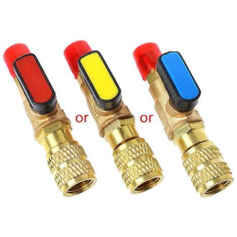 1/4" Mâle vers 5/16" Femelle SAE R410A Robinet à bille droit pour charge AC, vanne de réfrigérant, raccord climatisation.