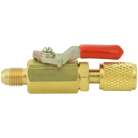 1/4"-Messing-Absperrventil (manuell) für die Kältemittel R410A, R134A und R12 rotes Serviceventil für Klimaanlagen