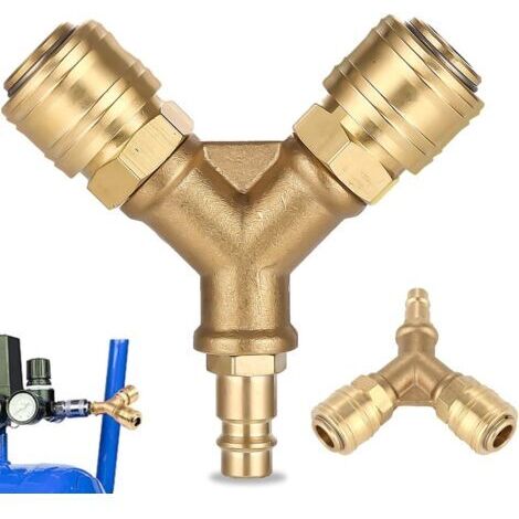 1/4-Zoll-Druckluftverteiler – Rostfreier Messing-Y-Verbinder für pneumatische Systeme und Schläuche