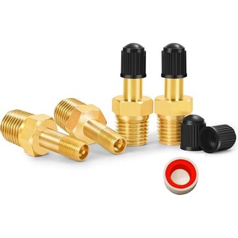 1/4-Zoll-NPT-Tankventil – 4 Stück – korrosionsbeständiges Schrader-Ventil aus Messing mit 1/4-Zoll-NPT-Stecker – zur Verwendung mit Luftkompressortanks (4 Stück)