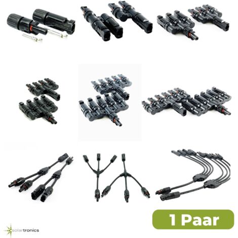 1 - 6 fach Solarstecker kompatibel mit MC4 Solarkabel Y-Verteiler für Solaranlage 1 fach Stecker