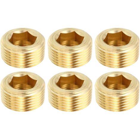 1/8" NPT Laiton Hex Tête Fraisée Prises, 8 Paquet Compteur Coulé Interne Filetage Douille Tuyau Bouchons Mâle Raccords, pour Eau Huile Gaz - 3/4"NPT