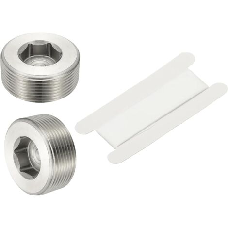 1/8" NPT Male Raccord De Tube À Hexagone Interne, 4 Pcs 304 Acier Inoxydable Kit Assortiment Bouchon Tête Filetée Frapper Adaptateur Avec Ruban, Argent - 1-1/2"