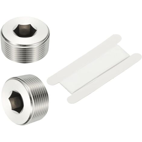 1/8" NPT Male Raccord De Tube À Hexagone Interne, 4 Pcs 304 Acier Inoxydable Kit Assortiment Bouchon Tête Filetée Frapper Adaptateur Avec Ruban, Argent - 1-1/4"