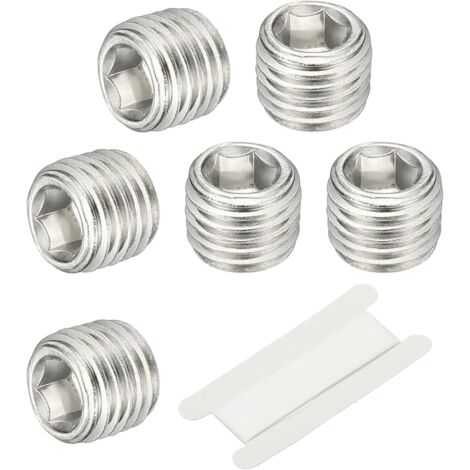 1/8" NPT Male Raccord De Tube À Hexagone Interne, 4 Pcs 304 Acier Inoxydable Kit Assortiment Bouchon Tête Filetée Frapper Adaptateur Avec Ruban, Argent - 1/16"