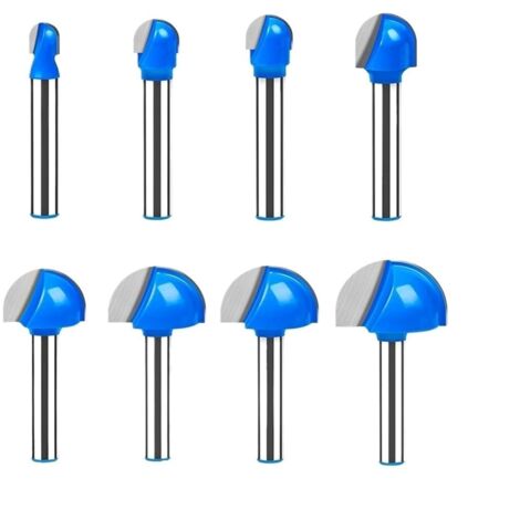 1/8 pièces fraise à nez rond, 6 mm, tige de 1/4 pouce, fraise à rainure ronde, outil de travail du bois en carbure(8PCS 6.35mm Shank)