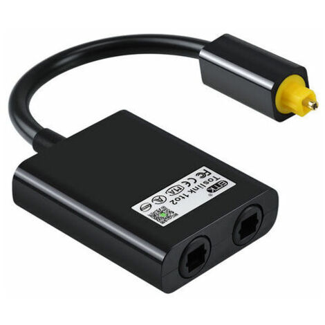 1 A 2 Adaptateur Audio Separateur De Cable Optique Numerique Adaptateur Audio A Fibre Optique Adaptateur De Distributeur A Fibre Optique Noir, Le Noir