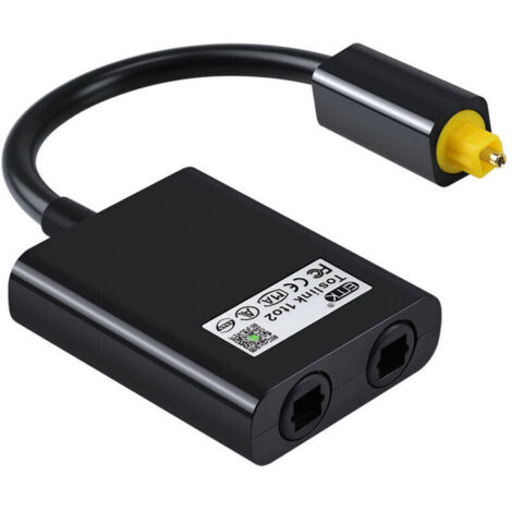 1 A 2 Adaptateur Audio Separateur De Cable Optique Numerique Adaptateur Audio A Fibre Optique Adaptateur De Distributeur A Fibre Optique Noir, Le Noir