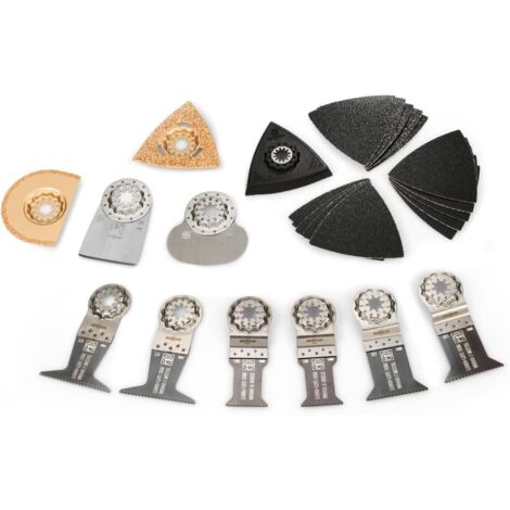 1 - Accessoire Oscillation - Set Renovation Starlock - Pour Travaux De Rénovation Et Découpe - Compatible Multioutils - Acier - 26 Pièces