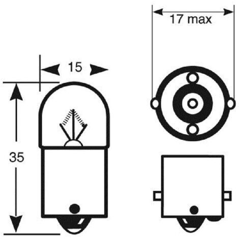 1 AMPOULE BOITE 12V R5W BA15S (POUR DISPLAY BU180)